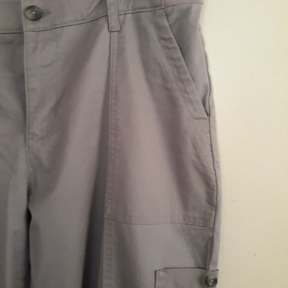 Lee Rider Cargo Pants Women 14 M Gray Taupe Straight Leg Band Side Waist - Picture 3 of 11
